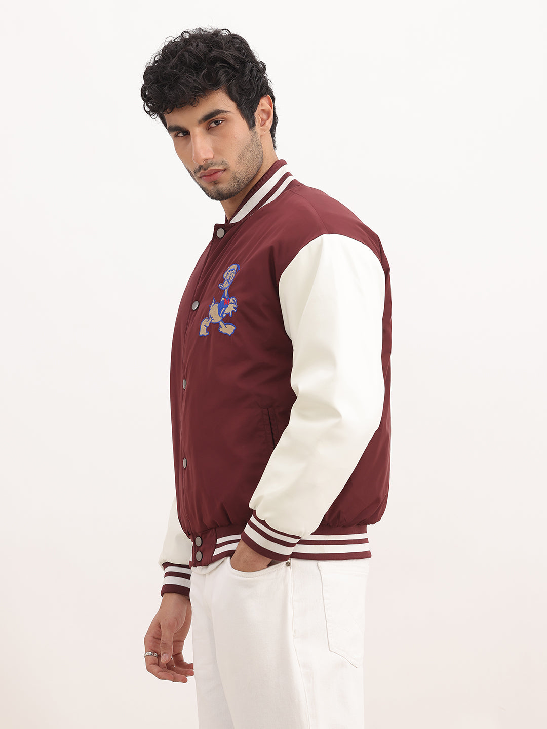 Relaxed Fit Bomber Jacket | Maroon