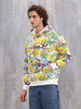 All Over Graffiti Print In Oversized Hoodie Pullover  |  Yellow
