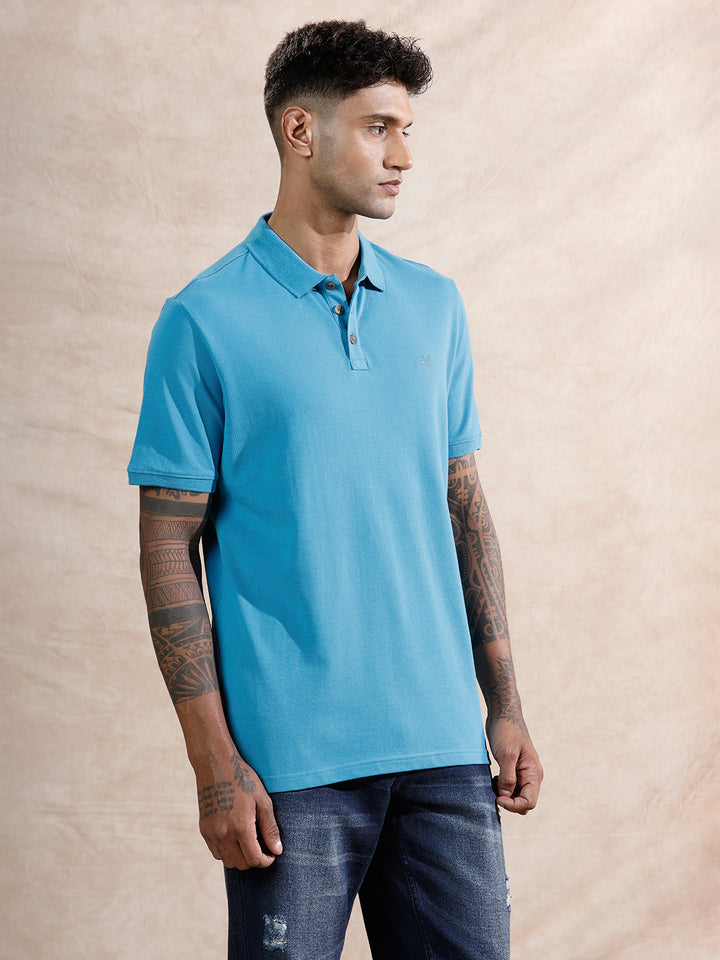 Solid Polo T-Shirt | Blue