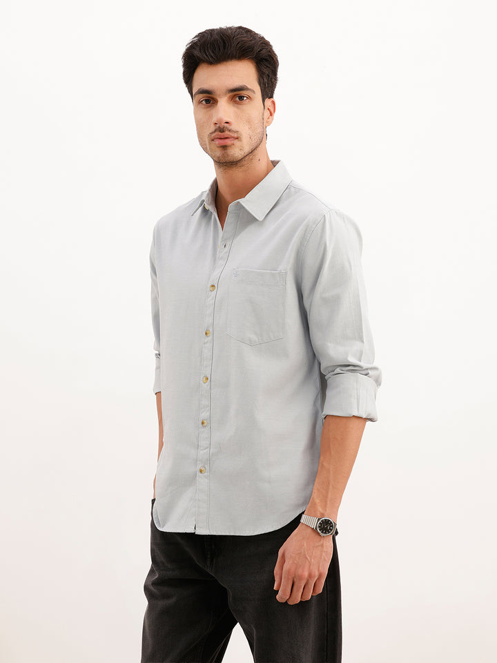 Solid Regular Fit Full Sleeve Shirt | Grey