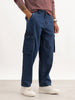 Solid Loose Fit Cargo Denim Jeans | Dark Blue