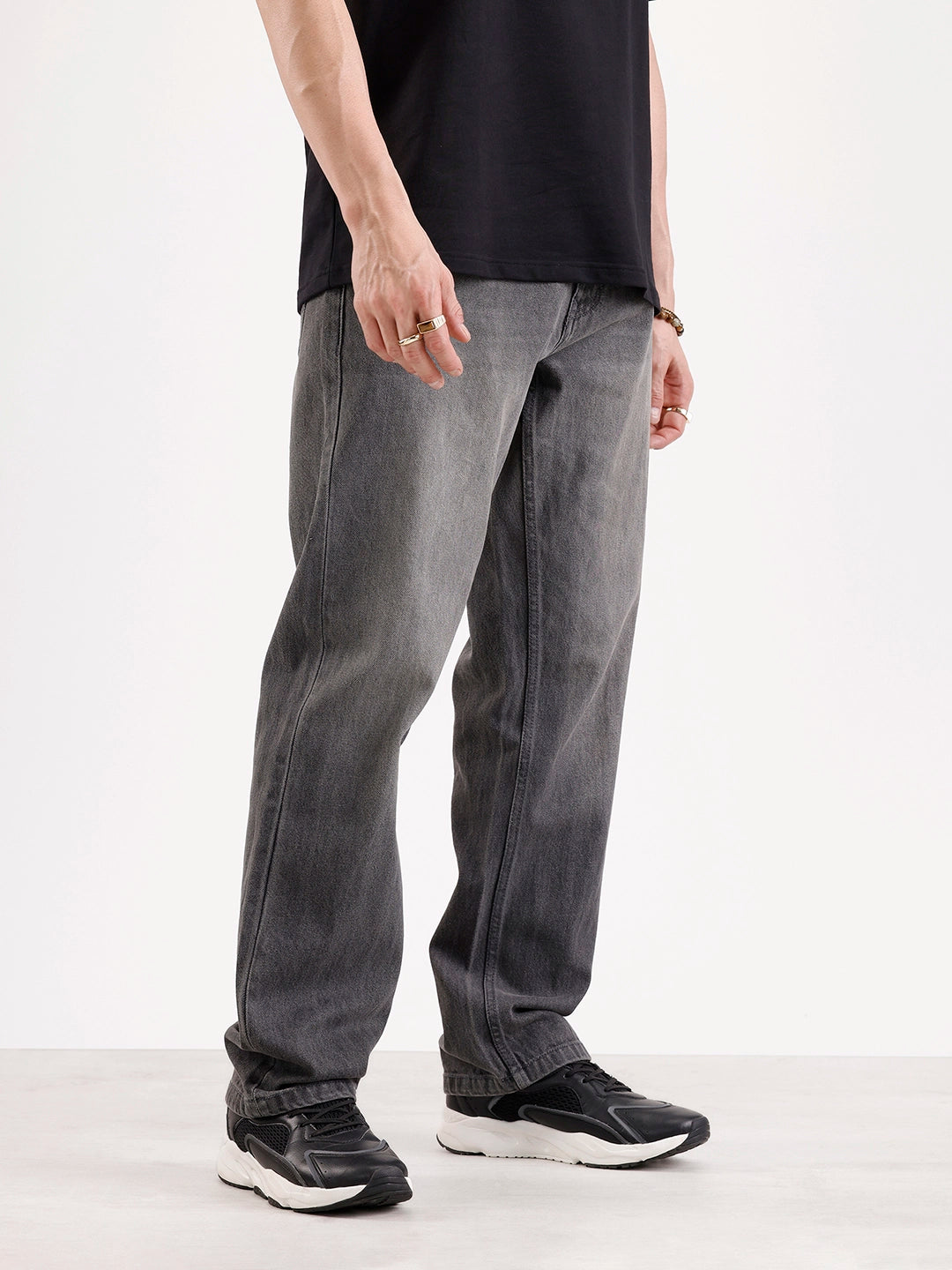 Washed Anit Fit Denim Jeans   |  Grey