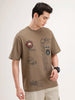Oversized Placement Printed T-Shirt | Olive