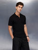 Men’s textured zip polo tshirt | Black