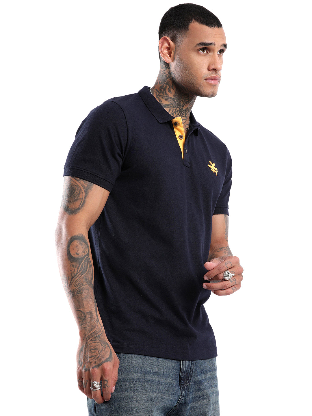 Wrogn Melt Navy Polo T-Shirt