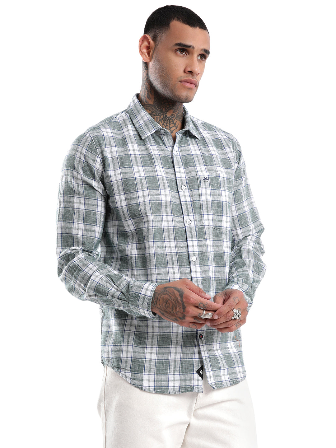 Premium Green Checked Slim Fit Shirt