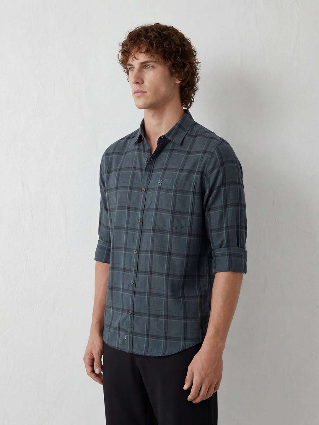 Regular Fit Checkered Shirt | Teal