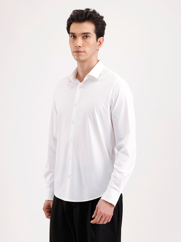 Solid Slim Fit Full Sleeve Shirt  | White