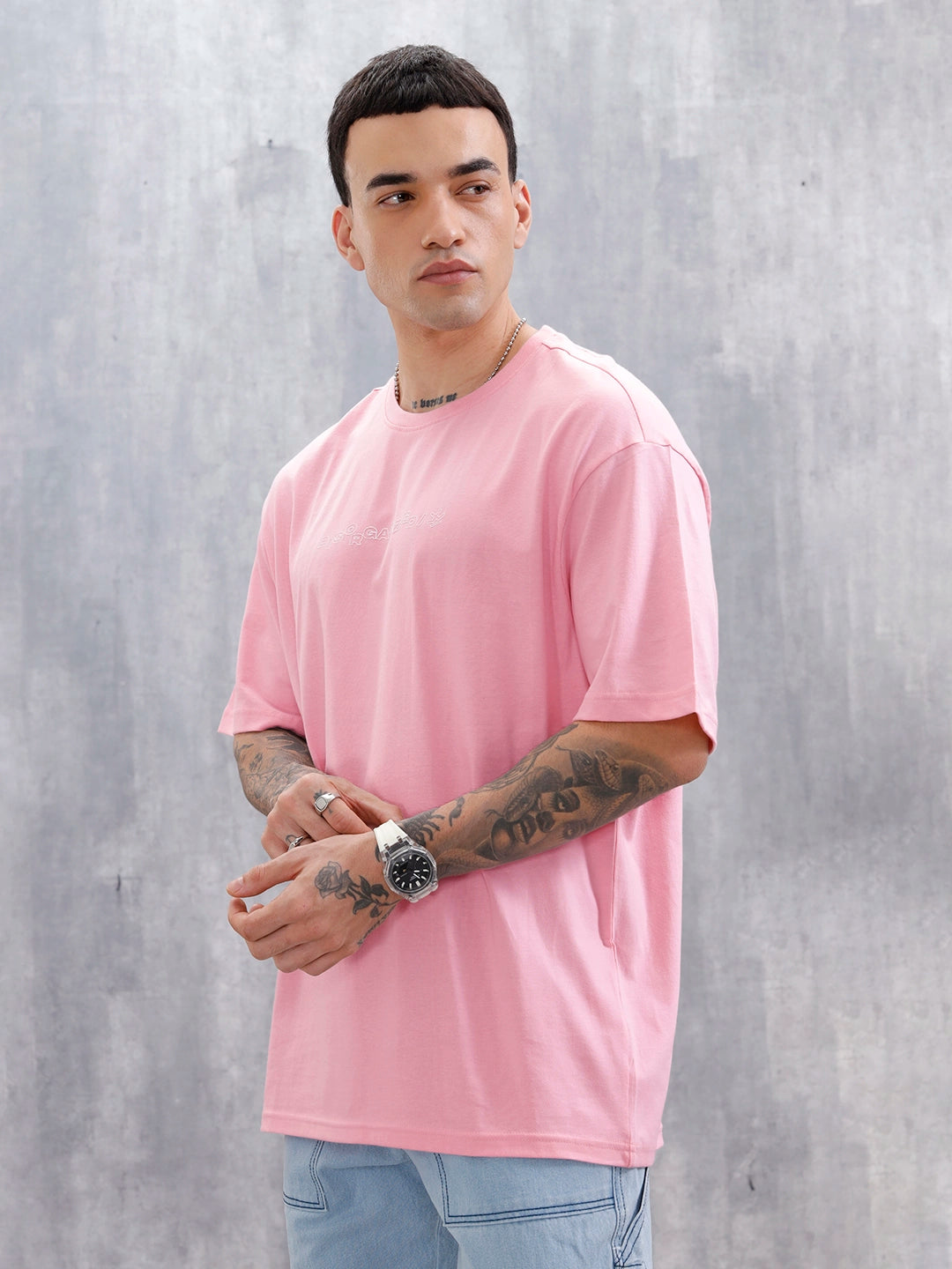 Wrogn Regular Fit Graphic Tee | Pink