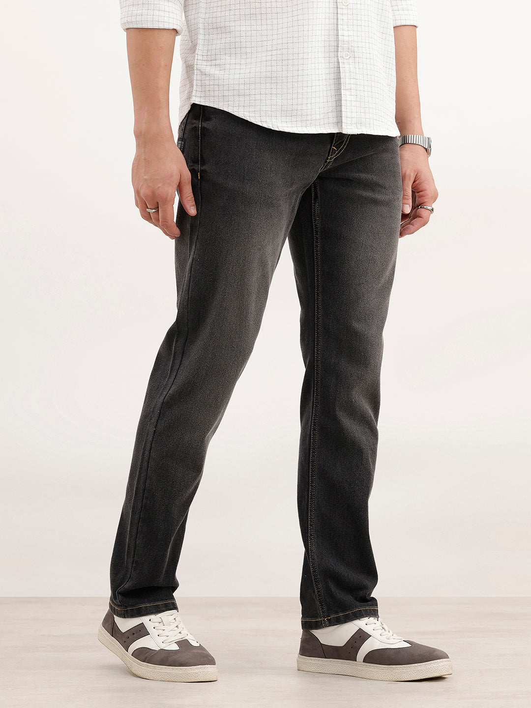 Faded Slim Fit Denim Jeans | Dark Grey