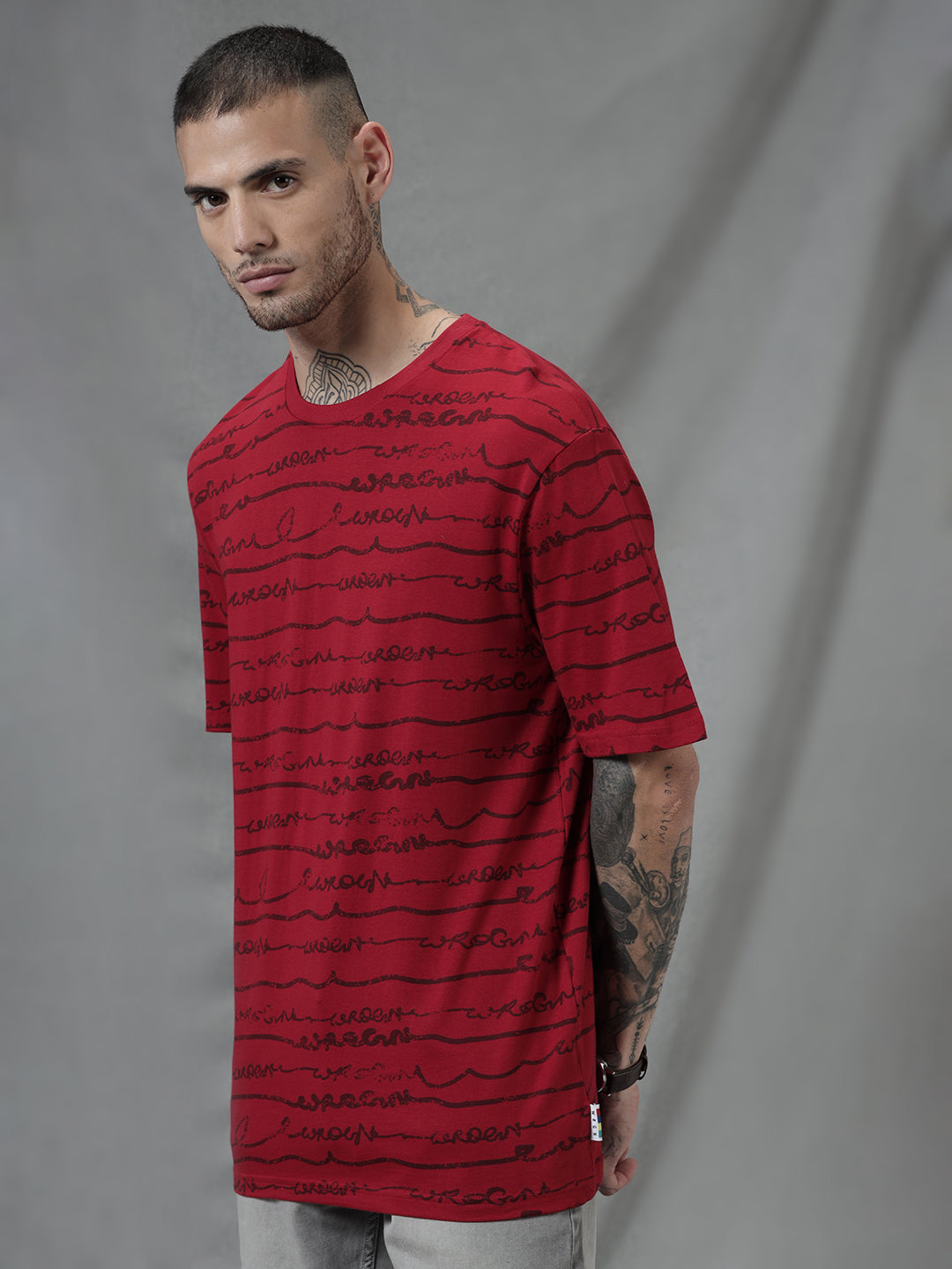 Typographic Red Crew Neck T-Shirt