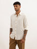 Solid Linen Blend Full Sleeve Shirt | Cream
