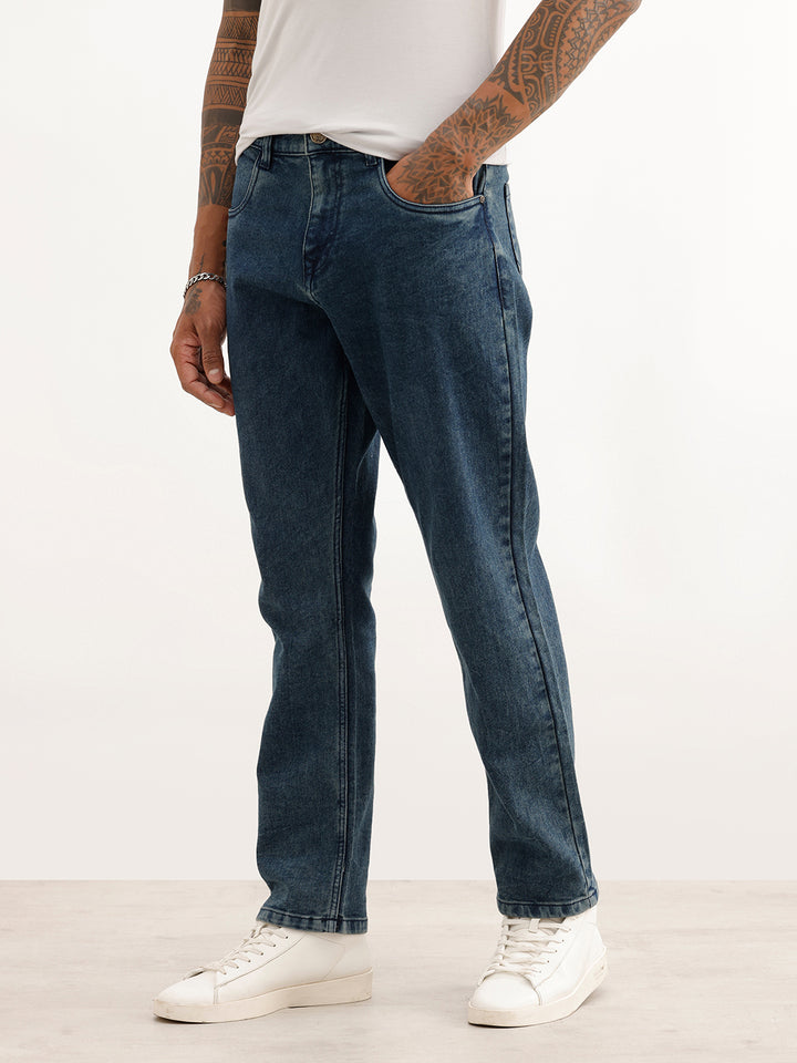 Relaxed Fit Faded Denim Jeans | Blue