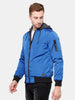 Blue Slim Fit Nylon Hooded Jacket