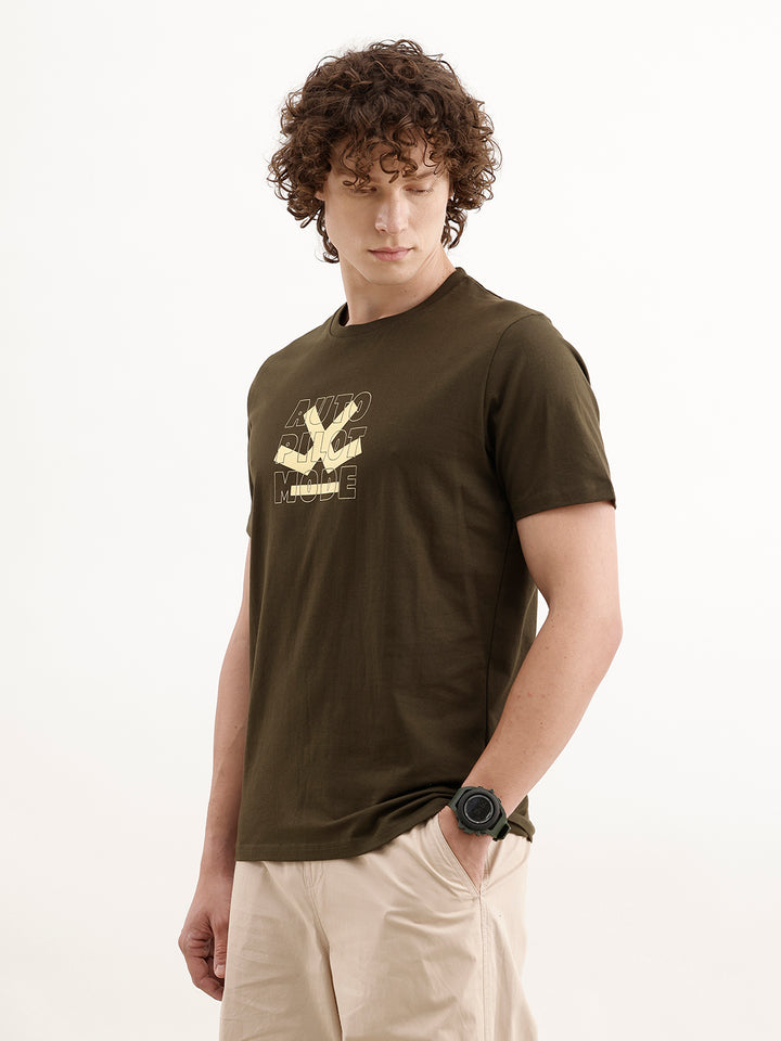 Slim Fit Placement Printed T-Shir  | Olive