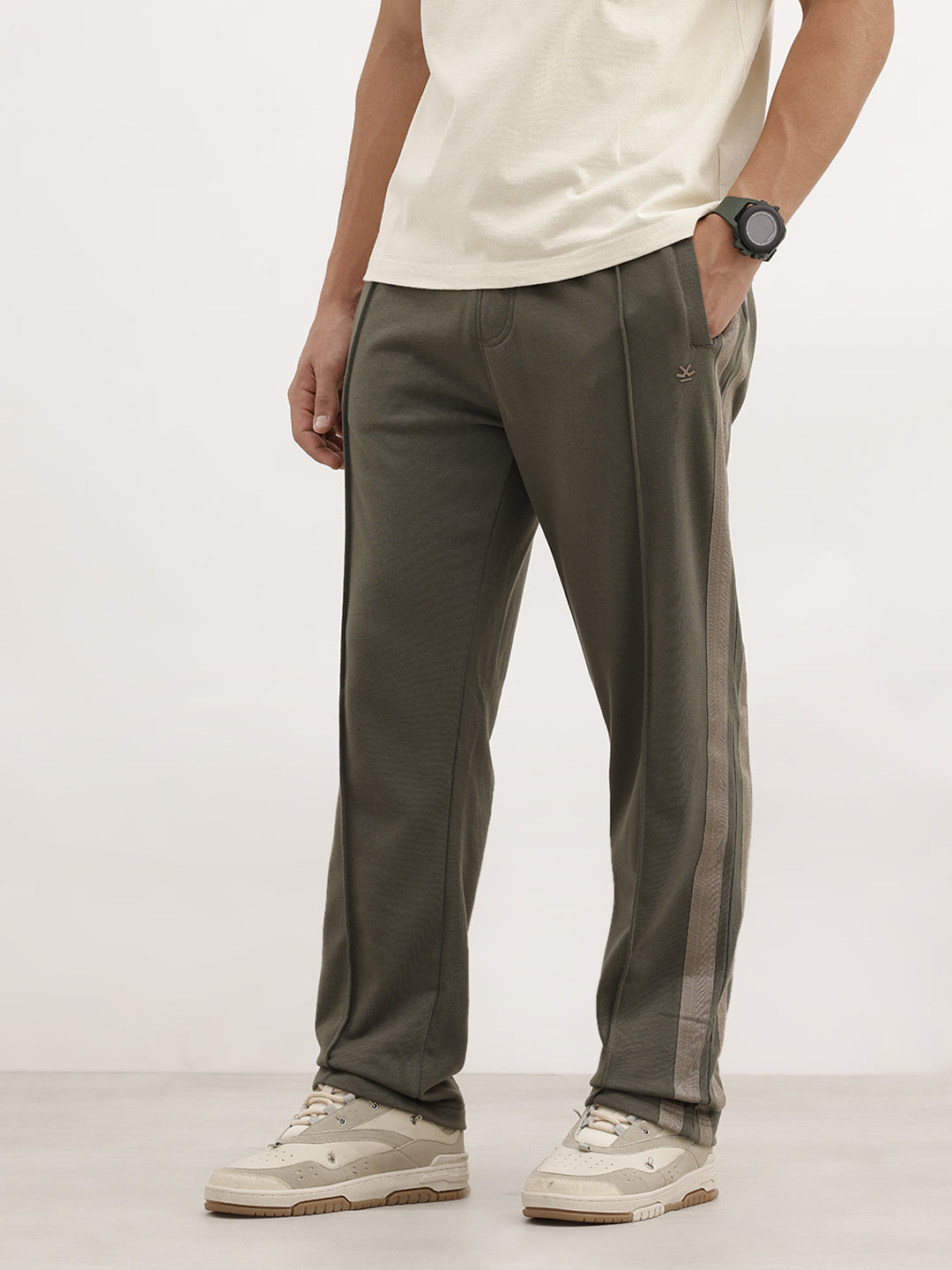 Relaxed Fit Double Stripe Jogger | Olive