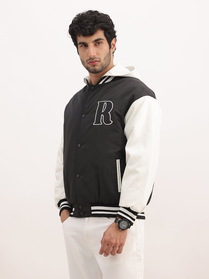 Classic Relaxed Fit Hooded Bomber Jacket | Black