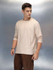Textured Men's Casual Oversized Fit T-Shirt | Beige