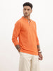 Regular Fit Tipping Collar Full Sleeve Polo T-Shirt | Orange