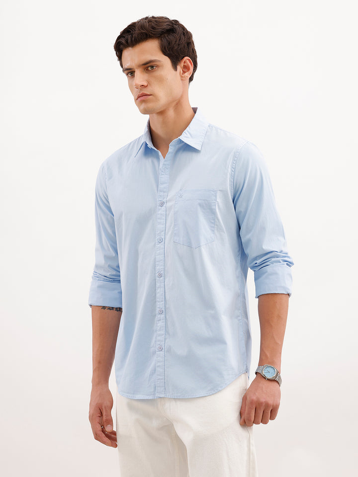 Solid Slim Fit Shirt  | Light Blue