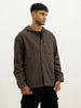 Oversized Embroidered Detail Hooded Jacket | Grey