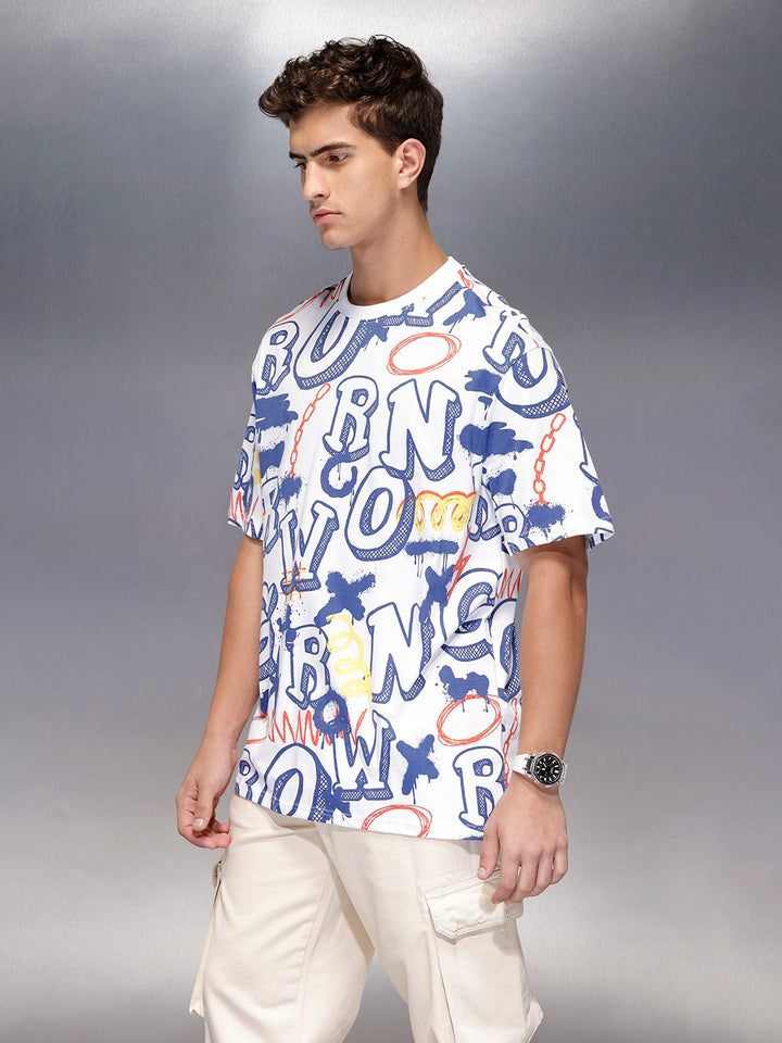 All-over print oversized T-shirt | White