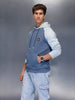 Minimal Dual-Tone Casual Hoodie | Blue