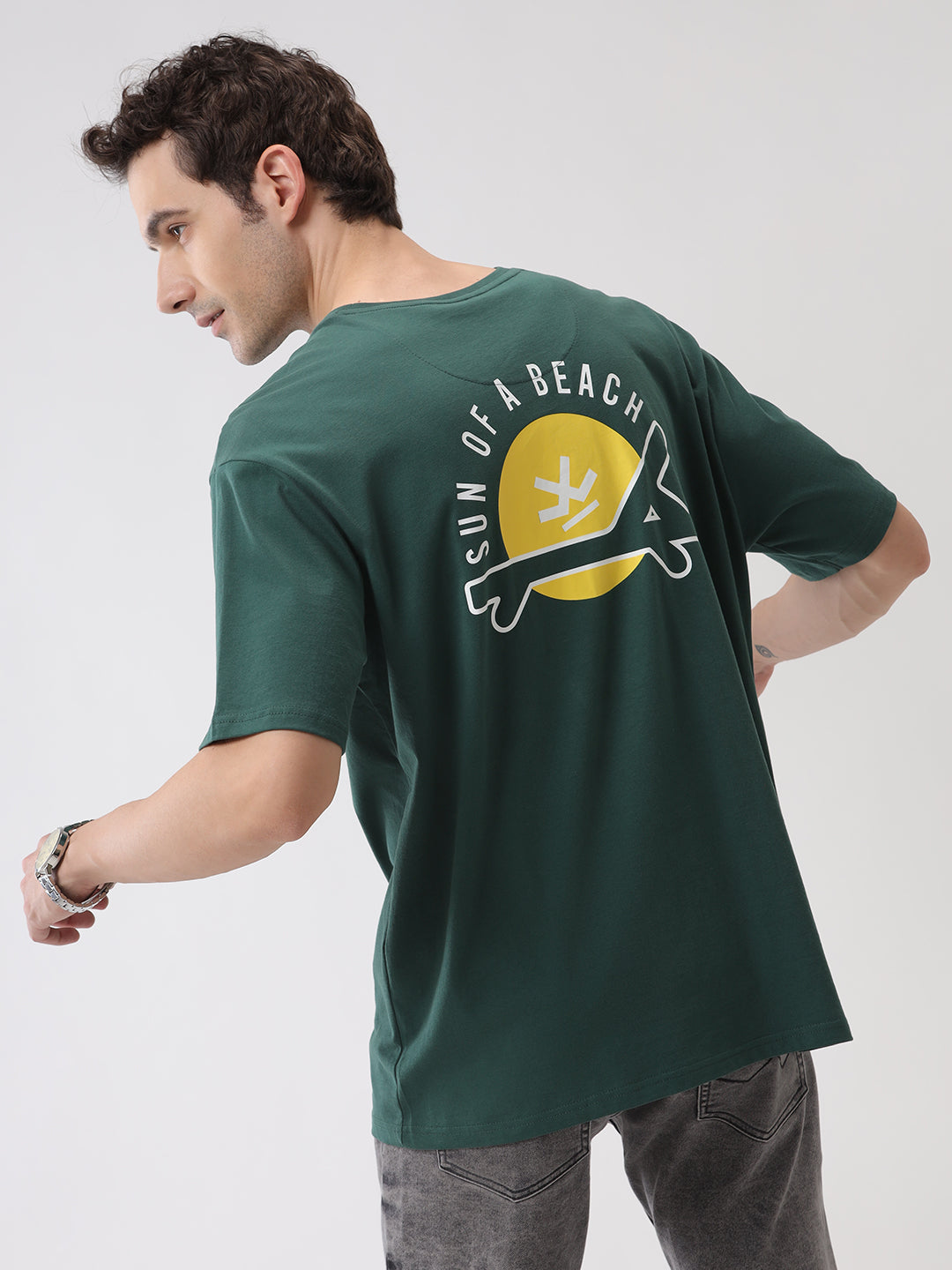 Relax Printed Green Oversized T-Shirt