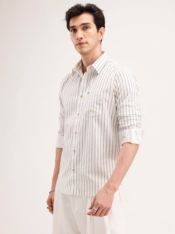 Slim Fit Striped Shirt | White