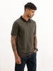 Slim Fit Contrast Collar Polo T-Shirt | Olive