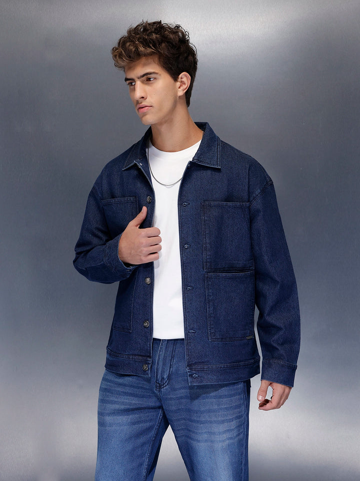 Indigo Structured Overshirt | Blue