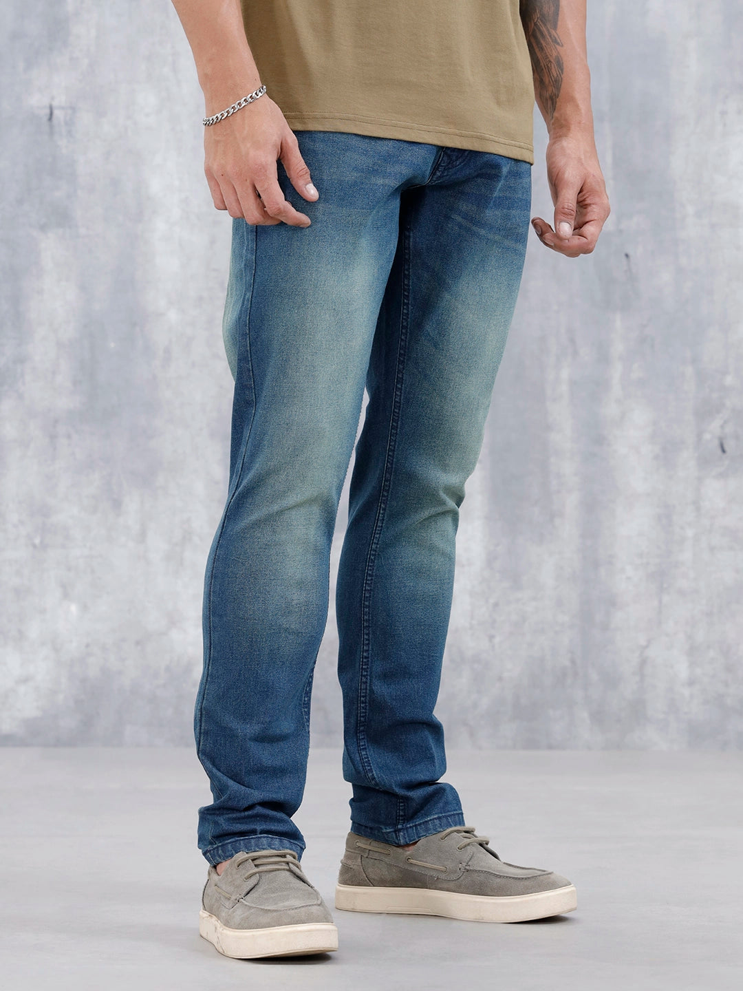 Men's Casual Slim Fit Jeans | Dark Stone