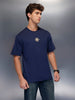 Classic Oversized Back Printed T-Shirt   |  Navy Blue