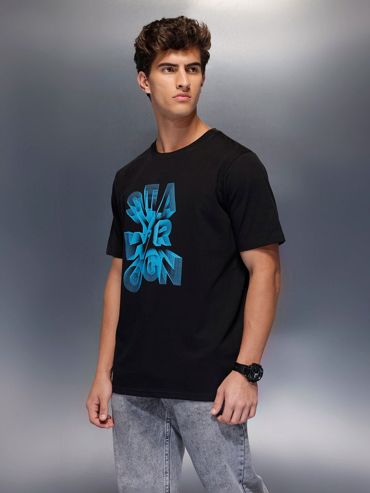 Placement Printed T-Shirt   |  Black