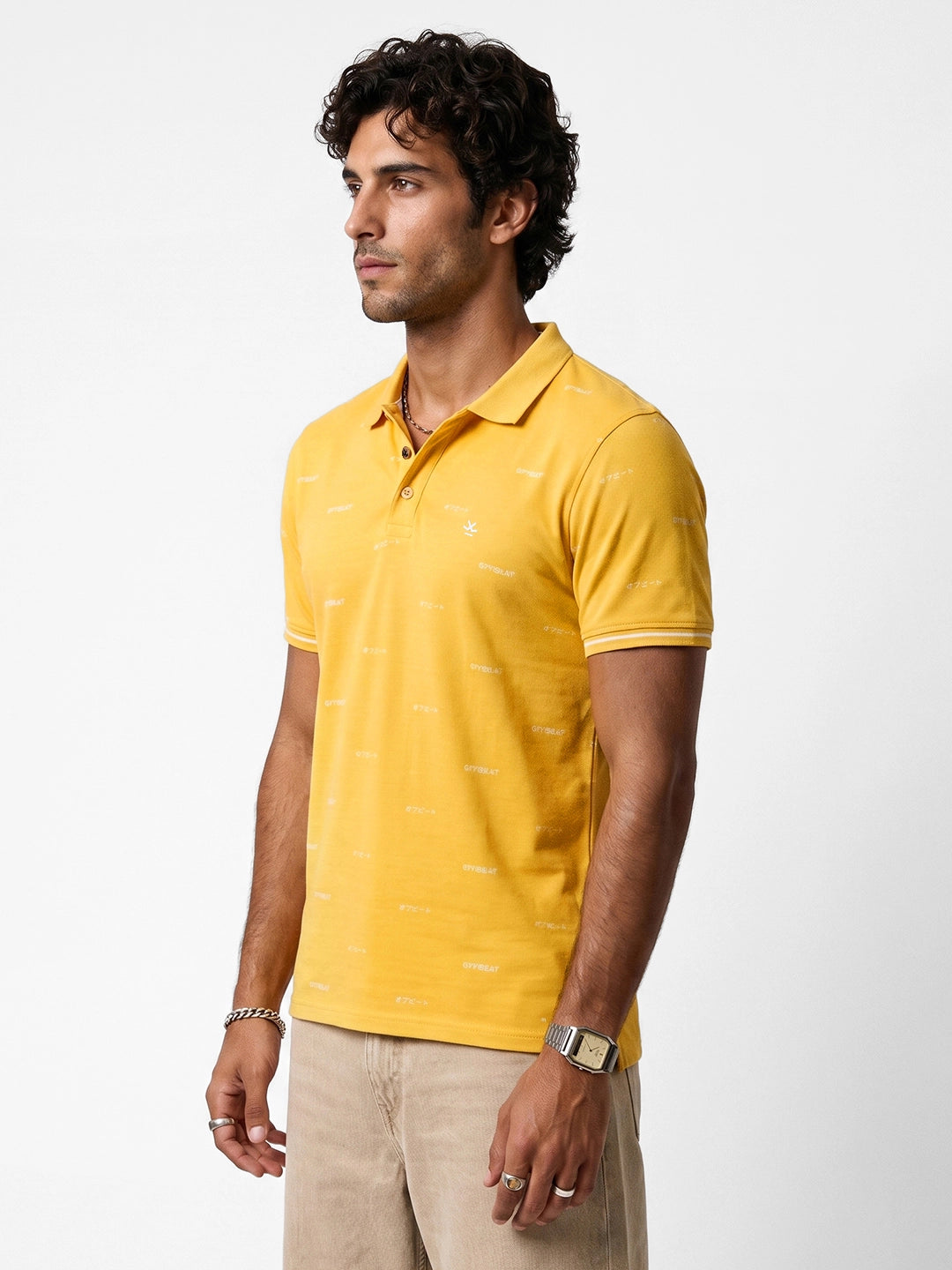 Solid Slim Fit Polo T-Shirt | Yellow