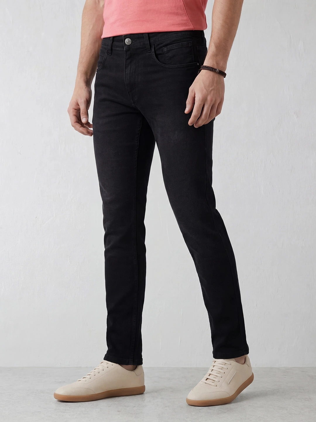 Solid Slim Fit Denim Jeans | Black