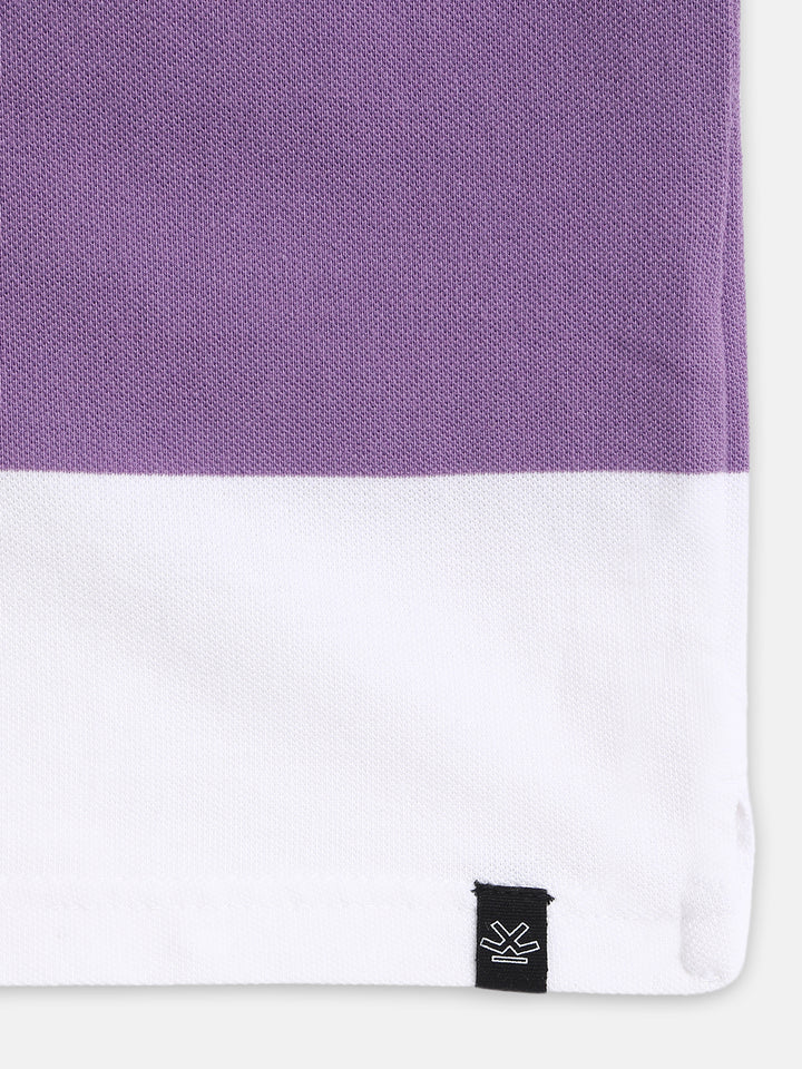 Bold Stripes Purple Oversized Polo T-Shirt