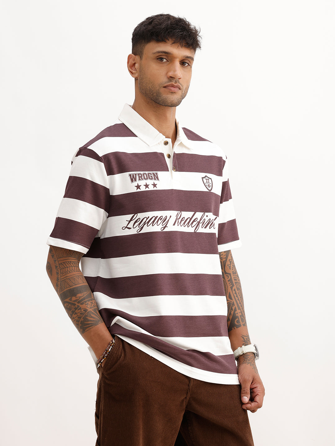 Comfort Fit Placement Printed Polo T-Shirt | Off White