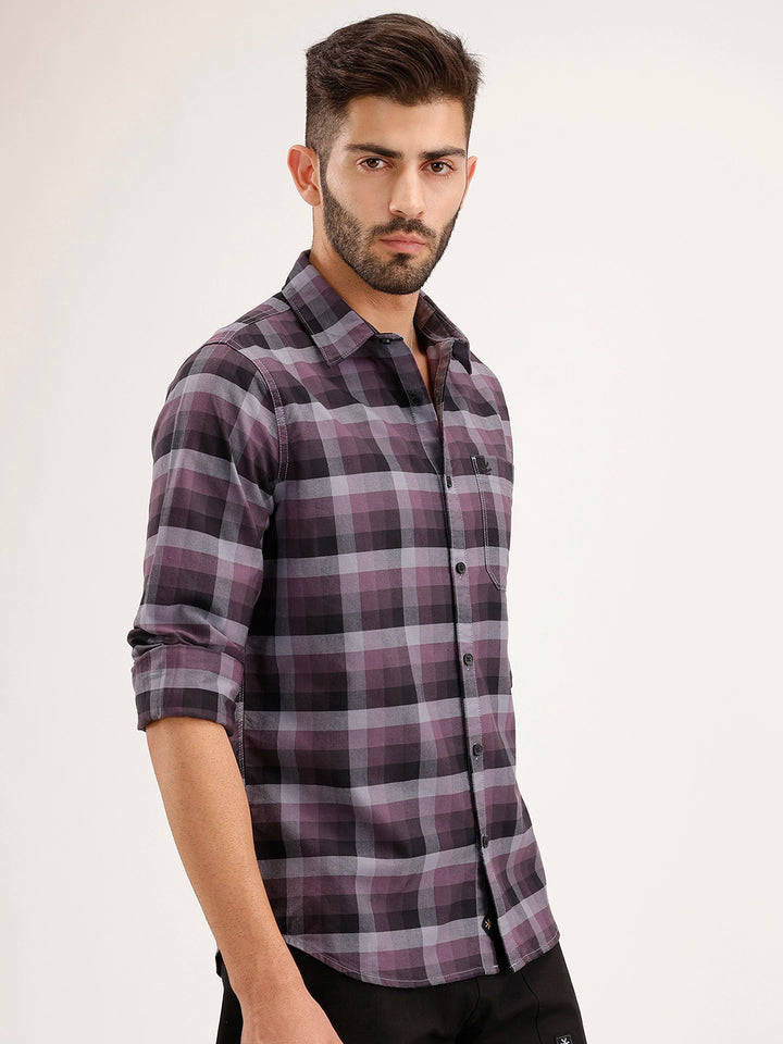 Regular Fit Checkered Shirt | Black