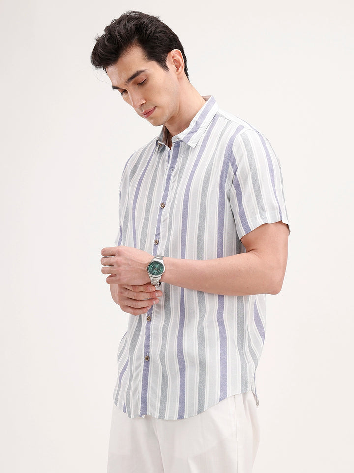 Slim Fit Striped Shirt | Grey