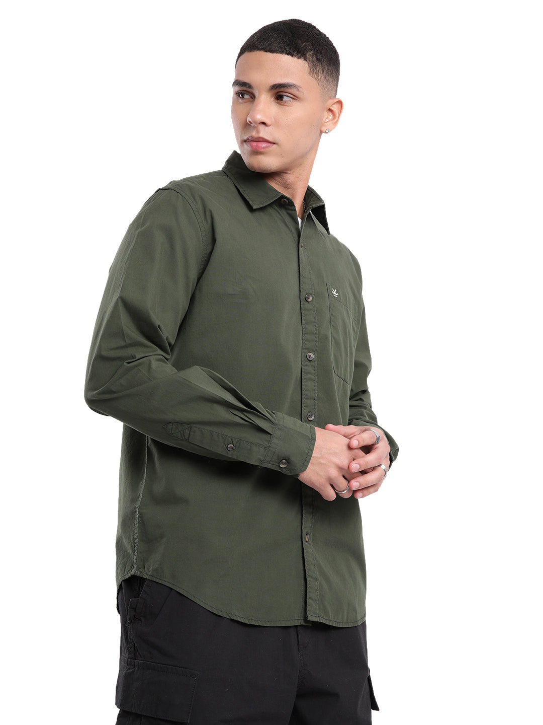 Elite Solid Olive Long Sleeve Shirt