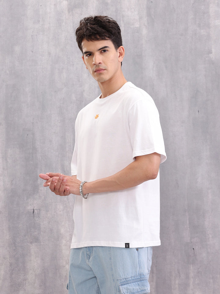 Retro Cd Graphic Back Print Oversized Fit T-Shirt | White