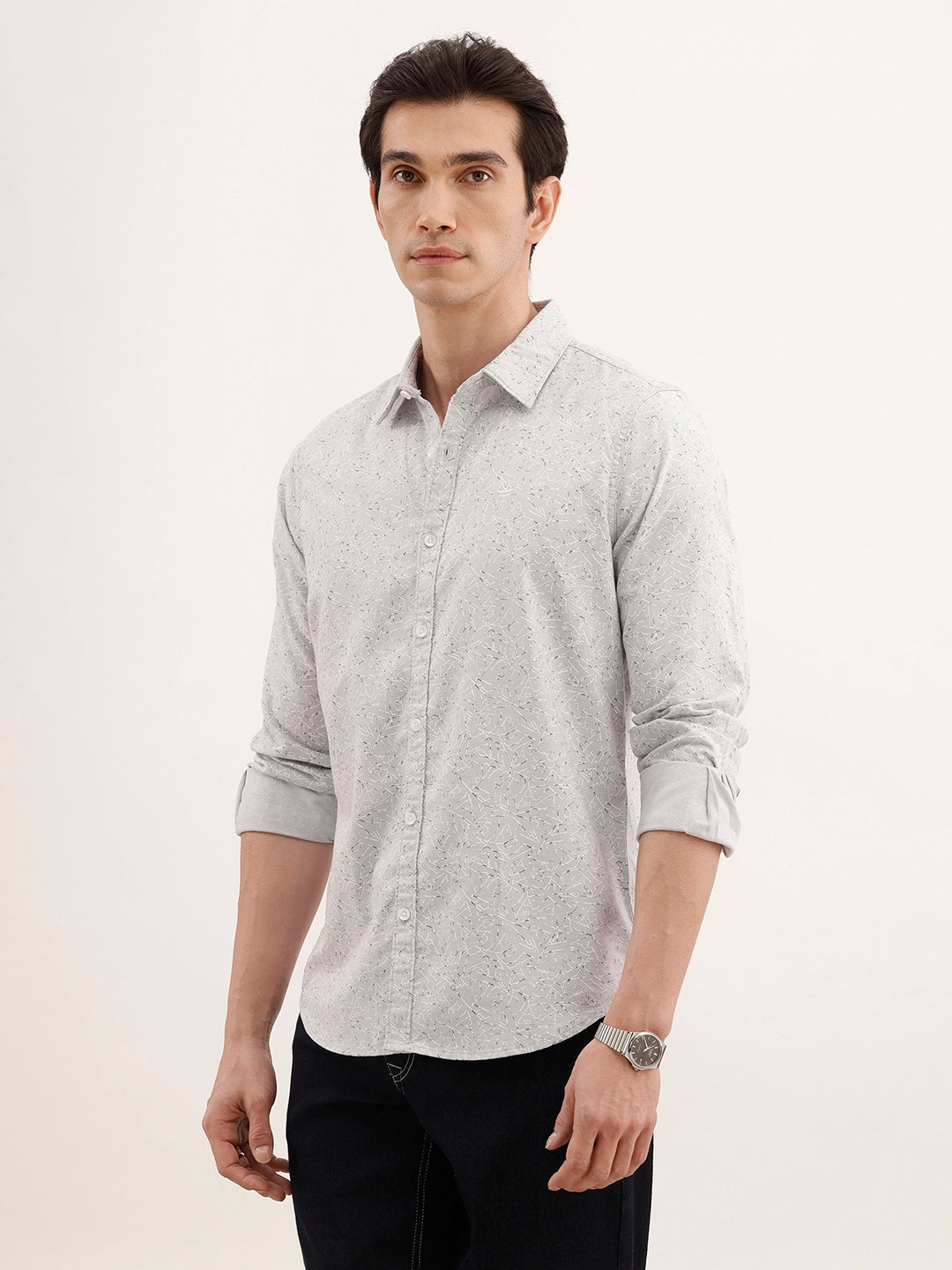 Regular Fit AOP Full Sleeved Shirt | Grey