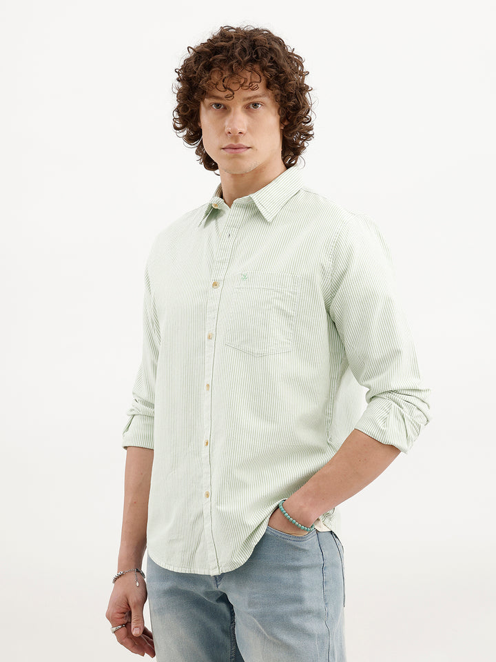 Regular Fit Striped Shirt | Light Green