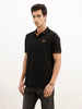 Solid Slim Fit Tipping Detail Polo T-Shirt | Black