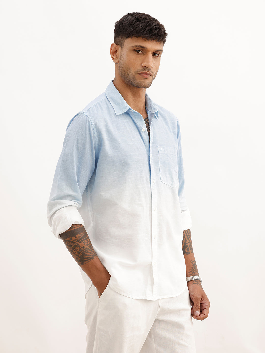Regular Fit Gradient Printed Shirt | Blue