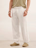 Loose Fit Solid Textured Trouser | White