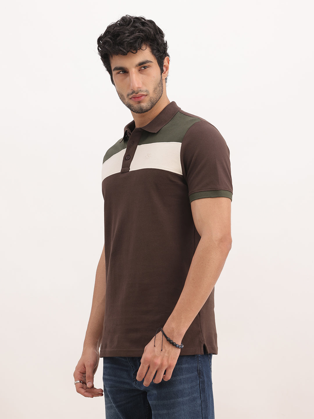 Classic Slim Fit Cut & Sew Polo T-Shirt | Brown