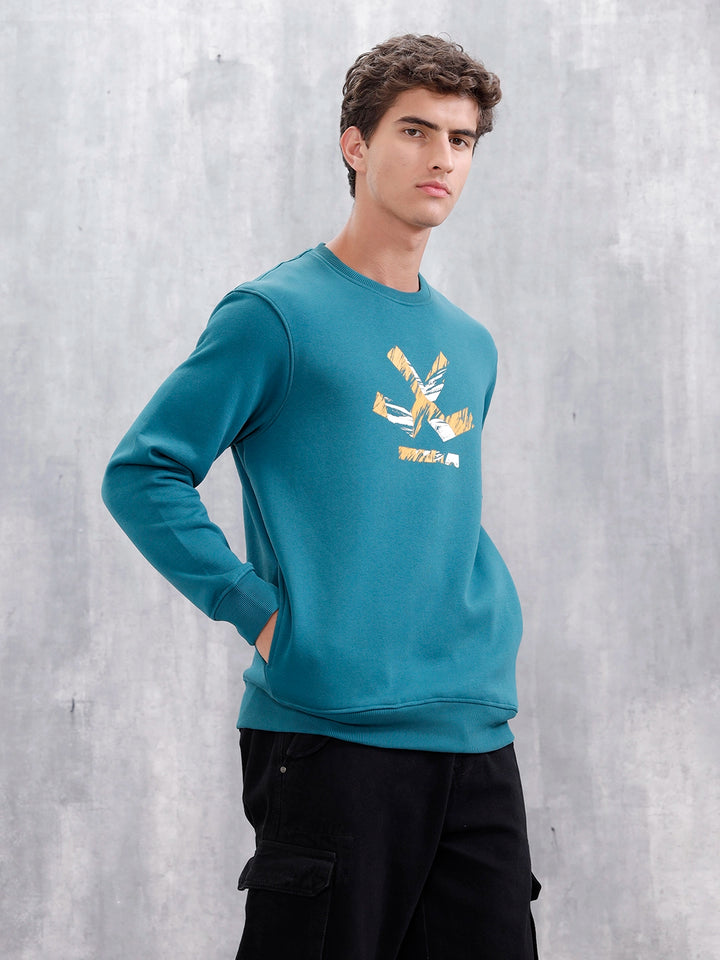 Men's Casual Branded Comfort Fit Sweatshirt | Teal