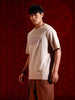 Casual oversized T-shirt with statement chest print & Embroidery | Brown